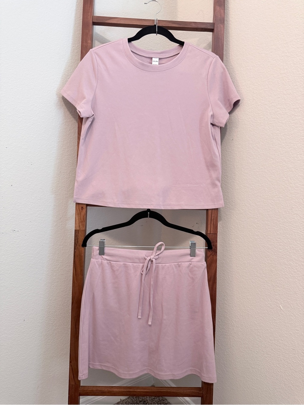 Casual Pink Women's Skort Set - Relaxed Tee & Drawstring Skort Size M NWT